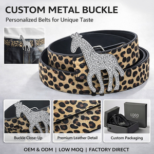 Conjunto de Cinturón y Hebilla Unisex de Lujo con Forma de <span class=keywords><strong>Jirafa</strong></span>, Hebillas de Aleación de Zinc con Pedrería Brillante para Hombres y Mujeres, Accesorios de Moda para Cinturones - Product Image 1