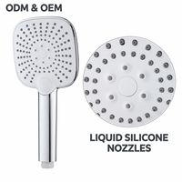 Pommeau de douche portatif ABS à 3 fonctions 115 x 115 mm avec buses en silicone Y10059