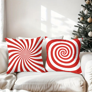 Подушки с узором в виде витых конфетных палочек для Рождества, праздничный декор для гостиной и дивана. - Product Image 3