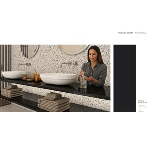 Baldosas de Porcelana Negra Cristal Nano de Alto Brillo, Gran Formato 800x2400mm, Grosor 15/18mm, Loseta de Mármol para Piso Pulido 80x240cm - Product Image 1