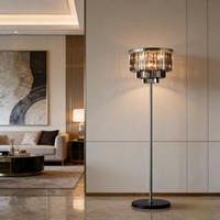 Lampadaire LED en fer et cristal de luxe léger, commande par bouton, design moderne américain et nordique minimaliste, 220V, pour salon et chambre à coucher