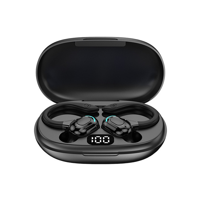 TWS F8 Blue Tooth Headphones Wireless Earbuds Wireless Charging Case Digital LED Display Over-Ear Earphones with Earhook