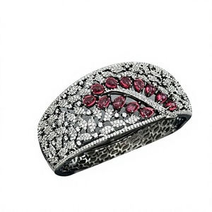 Elegant Silver Finish Premium Quality CZ Openable <b>Bracelet</b> for Wedding and Engagement Collection Party Wear For Women - Product Image 2