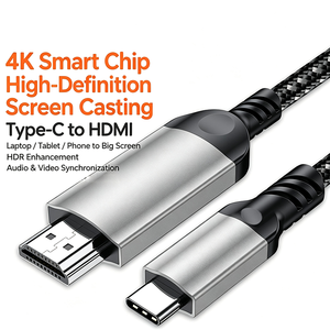 <span class=keywords><strong>Câble</strong></span> USB Type C vers <span class=keywords><strong>HDMI</strong></span> 4K HDR 30Hz, cordon tressé, adaptateur <span class=keywords><strong>téléphone</strong></span> vers TV HDTV pour <span class=keywords><strong>Samsung</strong></span> Galaxy Macbook Gaming Monitor - Product Image 1