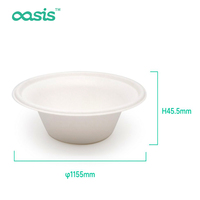 Bol à salade jetable Oasis 12oz biodégradable et écologique, personnalisable avec logo, résistant au réfrigérateur, pour le camping – en bagasse de papier, étanche
