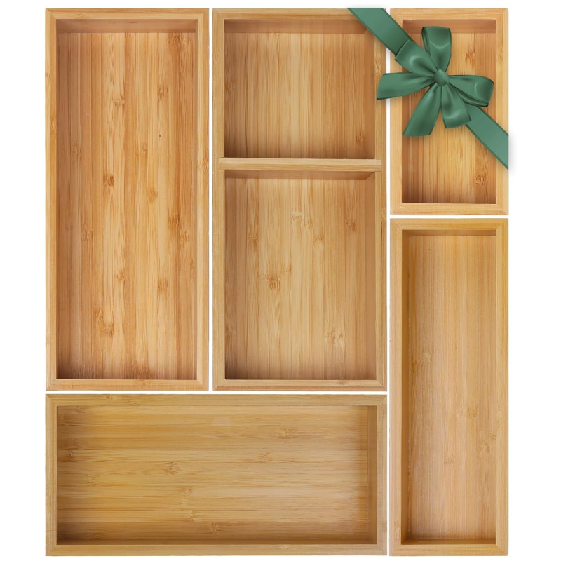 Bamboo Drawer Organizer Multi Use Individual