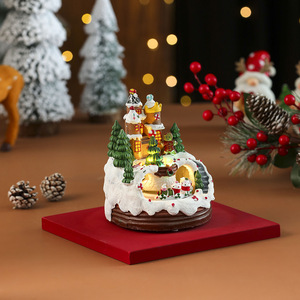 Dropshipping Shopify Resin Gingerbread <b>Train</b> Rotating Music Box Christmas <b>Table</b> Decor Gift Ornament - Product Image 3