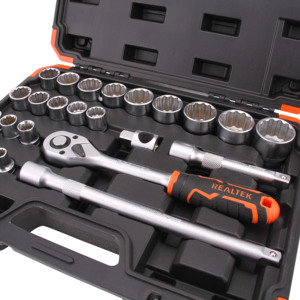 Chuyên nghiệp 24 cái 1/2 "Thép CR-V Bộ ổ cắm bao gồm xử lý và trường hợp khó khăn cho DIY sửa chữa nhà cơ khí công cụ Kit Realtek - Product Image 5