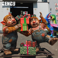 Statue de troll de Noël en fibre de verre personnalisée, gnome nordique géant, figurine porte-cadeau, décoration de vacances résistante aux intempéries pour l'extérieur