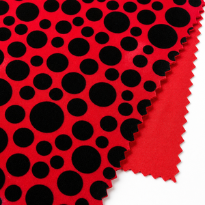 Tissu en velours floqué à pois rouges et noirs, écologique, anti-rides, respirant, pour robe, sac, décoration <span class=keywords><strong>textile</strong></span> de maison - Product Image 1