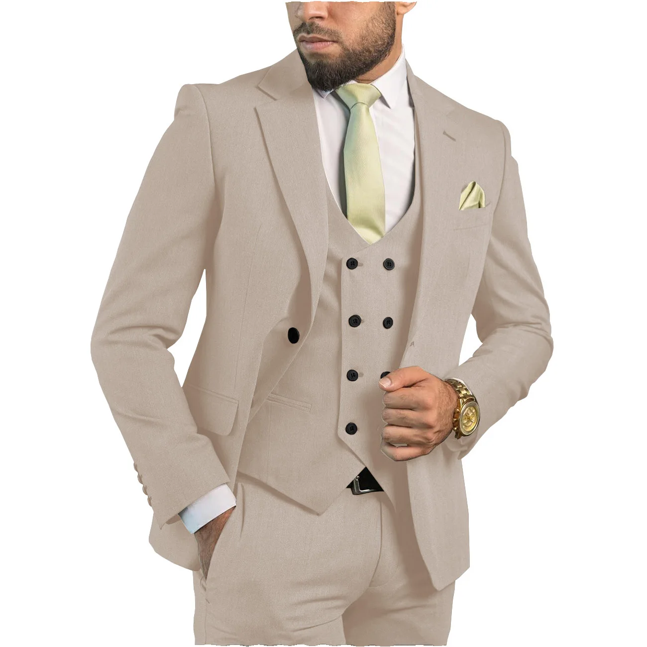 Elegant Beige Men's Suits Perfect for Business Weddings