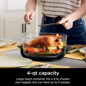 Conteneur en verre Ninja 4-QT CleanCrisp avec couvercle de rangement, compatible lave-vaisselle et congélateur, système de cuisson thermique compatible micro-ondes - Product Image 3