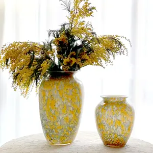 Vas kaca bunga tahan air untuk vas pernikahan cetak Modern dekorasi rumah vas kaca & kristal