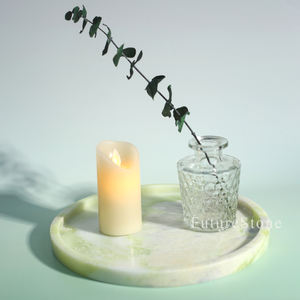 Plateau rond moderne et élégant en marbre naturel avec motif floral pour l'organisation de la vanité de la salle de bain et la présentation de <span class=keywords><strong>bijoux</strong></span> - Product Image 3