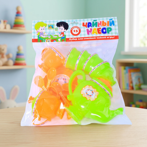 Big <b>Plastic</b> <b>Tea</b> <b>Set</b> 115 for Kids <b>Tea</b> Party Kitchen Pretend Play Ages 2-4 BOPP Packed - Product Image 3