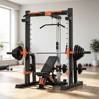 Rack de acero comercial para entrenamiento de cuerpo completo con amortiguación de seguridad, tirador de tríceps, remo y soportes para pesas para gimnasio en casa - Ejercicio completo