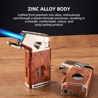 Briquet tout-en-un JH en alliage de zinc rechargeable au butane, à flamme unique coupe-vent, avec accessoire multifonctionnel