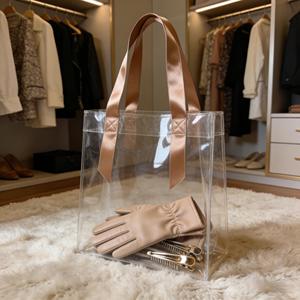 Sac fourre-tout en PVC transparent, imperméable, réutilisable, idéal pour un usage quotidien, les courses, les voyages, la plage, les trajets domicile-travail, le rangement, sac à main élégant et transparent - Product Image 5