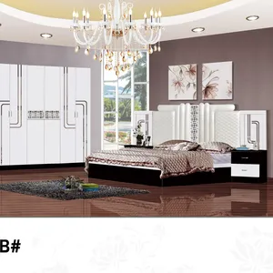 New design bedroom set 5 pieces 6 door wardrobe wholesale cheap price king size bed