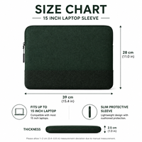 Housse d'ordinateur portable en polyester vert foncé personnalisée, résistante à l'eau, rembourrée, avec fermeture éclair, fabricant OEM ODM