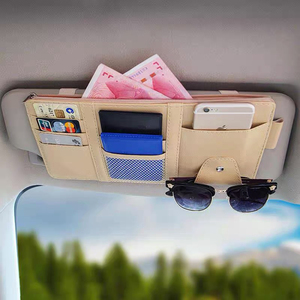Bolsa de almacenamiento de cuero multifuncional para visera de coche, organizador de tarjetas y gafas - Product Image 6
