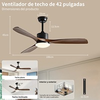 Ventilateur de plafond aspect bois 52 pouces, silencieux, moteur DC, télécommande, ventilateur de plafond décoratif, usine OEM ODM pour villas