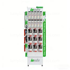 Free Design 4-Panel Revolving Metal Rack with <b>Hooks</b> Multi-Use Floor Display Stand for Mobile Accessories Charger & Data <b>Cable</b> - Product Image 2