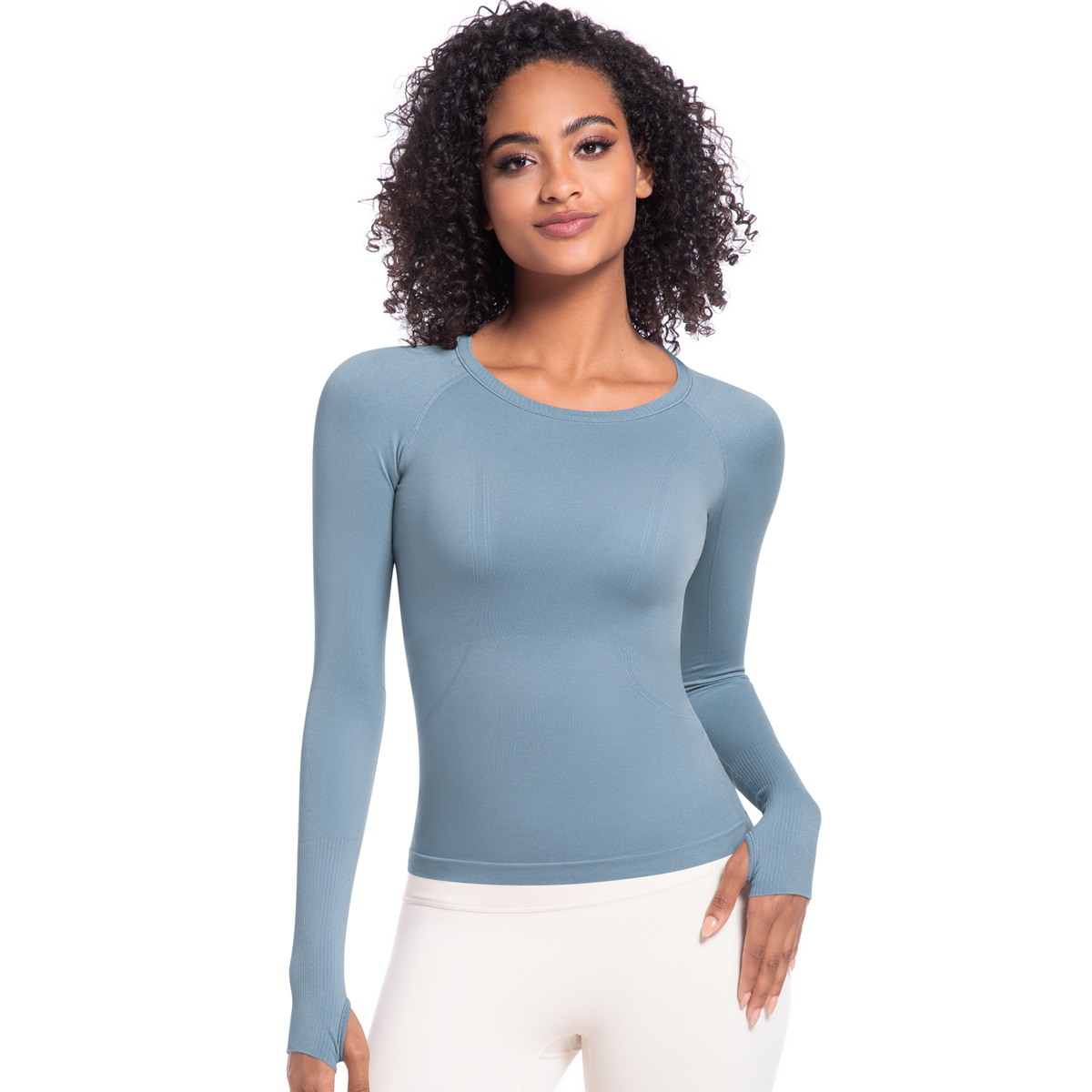 New Women's Round Neck Sports T-Shirt Lightweight Running Fitness Yoga Long Sleeve Tops