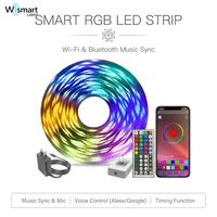 Kit de bande LED intelligente RGB 12V 24V, étanche IP65, avec contrôle à distance par application WiFi, changement de couleur, ruban flexible, éclairage d'ambiance