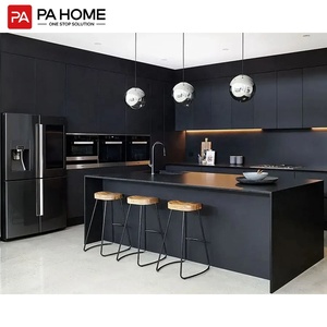 Nhà sản xuất PA tùy chỉnh thiết kế mô-đun cổ điển Shaker đồ nội thất nhỏ vương miện đúc tủ bếp màu đen - Product Image 1