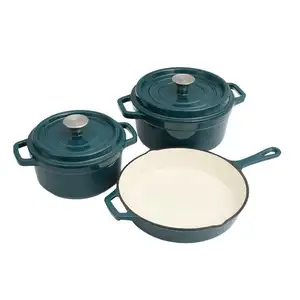 厂家供应可定制铸铁搪瓷烹饪锅煎锅厨房炊具套装
