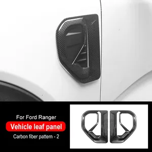 Pour <span class=keywords><strong>Ford</strong></span> <span class=keywords><strong>Ranger</strong></span> 2023 2024, garnitures de protection de logo latéral de voiture en ABS effet carbone, garnitures de protection de grille d'aération latérale avant, garnitures de protection d'ailes, garnitures de calandre, pièces automobiles - Product Image 2