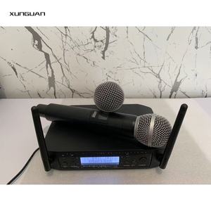 GLXD4 Fábrica Promocional <span class=keywords><strong>2</strong></span> Canales IR UHF Micrófono inalámbrico Uno por dos Half-Metal Handheld para KTV Singing/Church - Product Image 4