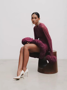Novità Estate 2026: Elegante Abito <span class=keywords><strong>Bordeaux</strong></span> a <span class=keywords><strong>Maniche</strong></span> <span class=keywords><strong>Lunghe</strong></span> per Donna - Product Image 3