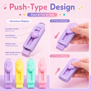 Goma de Borrar Telescópica Retráctil Color Macaron de Alto Valor para Estudiantes, Limpia con Menos Residuos, Papelería al por Mayor - Product Image 3