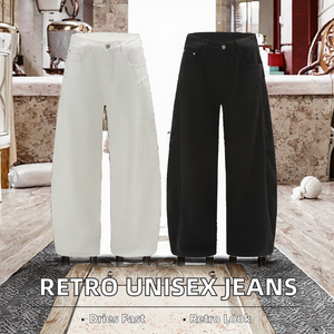 Jeans Casuales con Diseño Retro Americano en 3D, Lavados, para Hombre y Mujer, Otoño/Invierno, con Botones, Corte Holgado, Recto y Ancho - Product Image 2