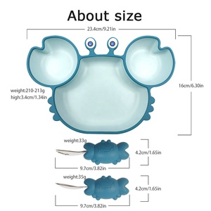 Piatto in Silicone a Forma <span class=keywords><strong>di</strong></span> Granchio per Alimenti, Ecologico, per Bambini, con Posate, Senza BPA, Disponibile, Personalizzabile con Logo e Marchio - Product Image 2