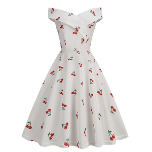 Vestido de Verano Floral Transpirable de Longitud hasta la Rodilla, Estilo Retro Vintage, con Hombros Descubiertos, Cintura Imperio y Corte en A, para Mujer, de Unity Luxure - Product Image 1