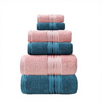 Ensemble de serviettes de luxe 6 pièces 100% coton, antimicrobien, bordure dobby unie, serviettes de visage, de mains et de bain, ultra douces, très absorbantes, hôtel, spa