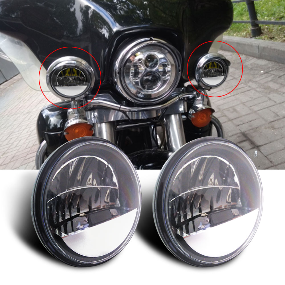 4.5 polegadas LEVOU Luz de Nevoeiro Luzes de Condução Auxiliares Passando Lâmpada Spot Light Para Harley Road King Softail