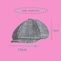 Dairui Vintage Plaid Newsboy Cap, 8 paneles de mezcla de lana Baker Boy Hat para hombres y mujeres, cálido a prueba de viento Otoño Invierno gorra plana