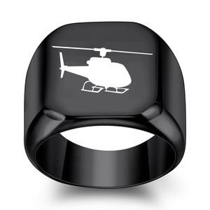 Helicopter <b>Titanium</b> Steel Ring 18MM Square Unisex Fashion Jewelry Gift - Product Image 4