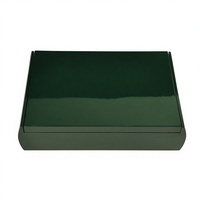 Boîte à bijoux en bois laqué vert foncé brillant, doublure en velours, charnière en métal doré, logo personnalisé, boîte de rangement pour bijoux de luxe, cadeau