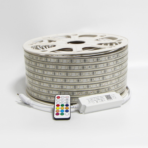 Bande lumineuse <span class=keywords><strong>LED</strong></span> RGB, 220, 110/5050 V, étanche IP65, <span class=keywords><strong>rouleau</strong></span> flexible, ruban de lumière avec corde double couleur, pour l'extérieur, 50/100m - Product Image 1