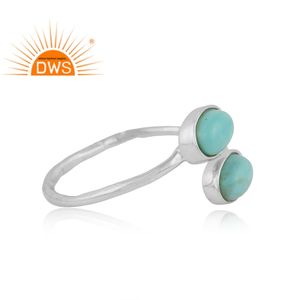 Anillo Moderno con Turquesa Natural en Engaste de Bisel, Plata de Ley 925, Joyería con Piedras Preciosas para Mujer, Ideal para Aniversarios y Fiestas - Product Image 2