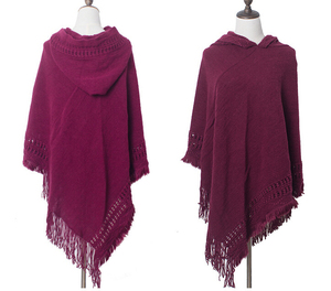 Poncho long en acrylique, cape de haute qualité, tricotée, imprimé numérique, multicolores, mode hiver pour femmes - Product Image 6