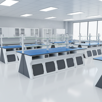 Table de laboratoire en plastique et acier 2800*1200*780mm |   Plateau en résine phénolique de 12,7 mm |   Avec évier et étagère à réactifs