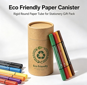 Boîte en papier écologique, tube en papier rigide rond pour stylo marqueur, pinceau, papeterie, coffret cadeau - Product Image 3