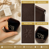 Pochette de rangement pour écouteurs et bijoux en cuir PU, petite, avec logo personnalisé imprimé, étanche, pour boucles d'oreilles, bagues et autres bijoux, idéale comme cadeau.