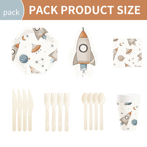 Juego de Vajilla Temática de Astronauta del Espacio Exterior DAMAI, Platos con Forma de Cohete para Niños, Kit de Fiesta de Cumpleaños para Niños - Product Image 6